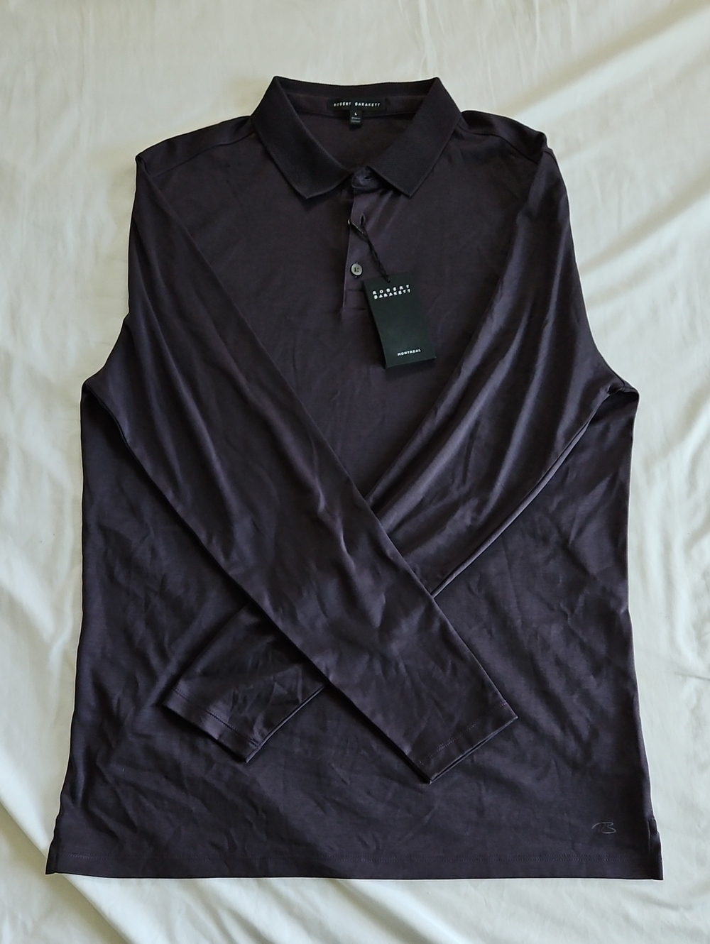 NWT Robert Barakett Georgia Long Sleeve Polo Deep Eggplant Size L
